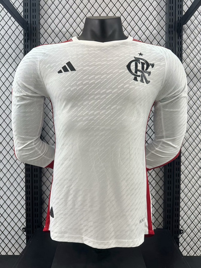 AAA Quality Flamengo 24/25 Away White Long Soccer Jersey(Player)